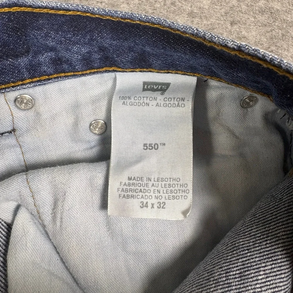 Levis 550 Relaxed Fit Tapered Leg Jeans Dark Wash Indigo Blue Mens 34x32
